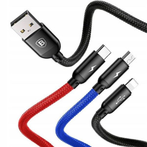 Baseus Kabel USB 3w1 do iPhone Micro Type-C 3.5A
