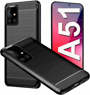 Etui Pancerne Karbon Do Samsung Galaxy A51 + Szkło