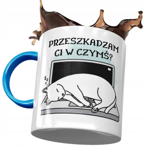 Kubek Błękitny z Kotem Kotkiem Słodki na Prezent