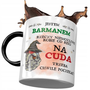 Kubek Czarny Dla Barmana na Cuda Trzeba Poczekać