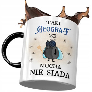 Kubek Czarny Dla Geografa Taki że Mucha nie Siada