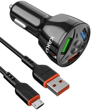 SZYBKA Ładowarka Samochodowa 3xUSB QC 3.0 + MICRO