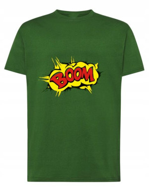 Fajny T-Shirt kolorowy nadruk BOOM r.XS