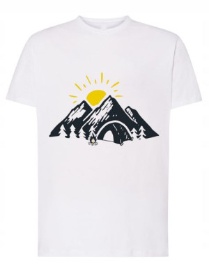 Fajny T-Shirt koszulka nadruk góry słońce r.XXL