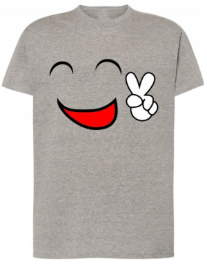 Fajny T-Shirt koszulka nadruk uśmiech r.XS