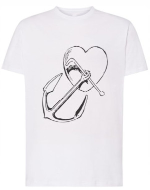 Fajny T-Shirt koszulka Serce kotwica morze r.XS