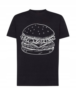 Fajny T-SHIRT MĘSKI KOSZULKA BURGER print Rozm.3XL