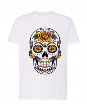 Fajny T-Shirt nadruk czaszka Día de Muertos r.XL