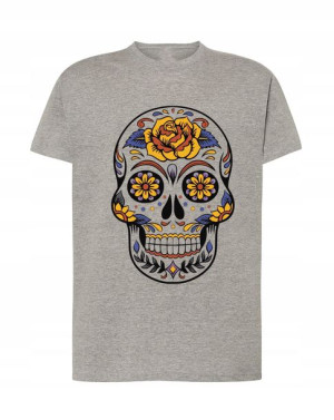 Fajny T-Shirt nadruk czaszka Día de Muertos r.XS