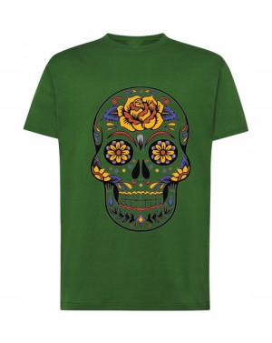 Fajny T-Shirt nadruk czaszka Día de Muertos r.XXL