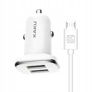 Ładowarka samochodowa 2.4A 2xUSB + Kabel Micro USB