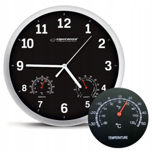 Zegar Ścienny Z Termometrem Na Ścianę Okrągły 25cm