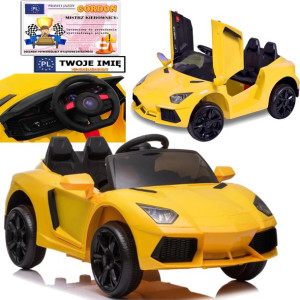 Auto Na Akumulator Żółte 3 Silniki Światła Led Mp3