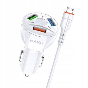 Kaku Szybka Samochodowa Ładowarka 3xusb Qc Micro