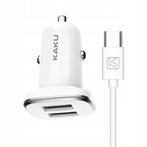 Kaku Ładowarka Samochodowa 2xusb + Kabel Typ C