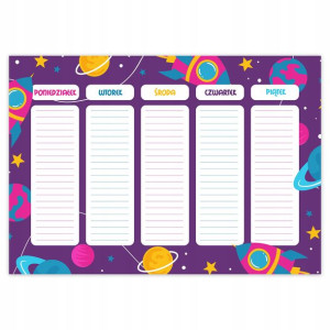 PLAN LEKCJI 15x10,5cm Planer Szkoła Zajęcia Wzory