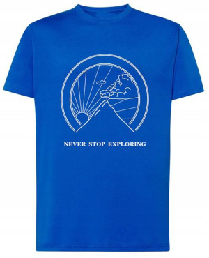 Fajny T-Shirt nadruk góry Never Stop r.3XL