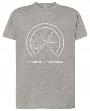 Fajny T-Shirt nadruk góry Never Stop r.4XL