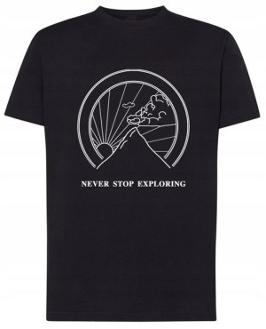 Fajny T-Shirt nadruk góry Never Stop r.5XL