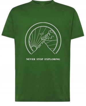 Fajny T-Shirt nadruk góry Never Stop r.XL