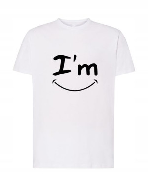 Fajny T-Shirt nadruk I’m happy smile Rozm.XXL