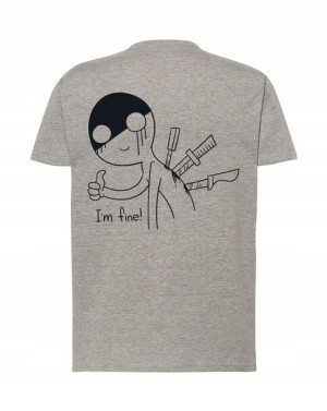 Fajny T-SHIRT NADRUK na PLECACH I'm FINE rozm L