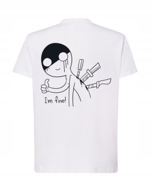 Fajny T-SHIRT NADRUK na PLECACH I'm FINE rozm S