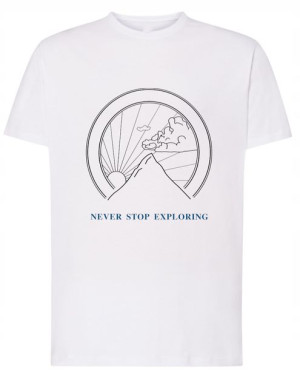 Fajny T-Shirt nadruk Przygoda Never Stop r.3XL
