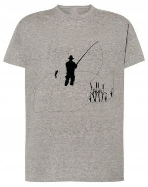 Fajny T-Shirt wędkarski nadruk wędkarz ryba r.M