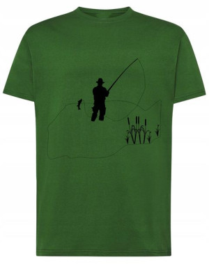 Fajny T-Shirt wędkarski nadruk wędkarz ryba r.S