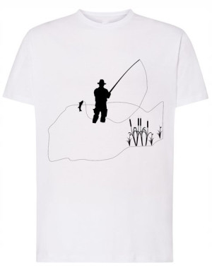 Fajny T-Shirt wędkarski nadruk wędkarz ryba r.XXL