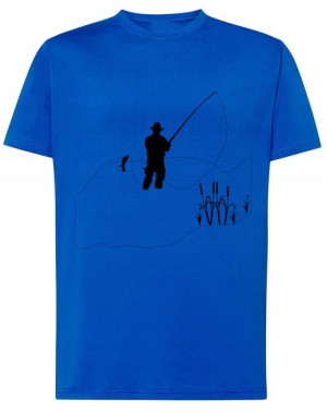 Fajny T-Shirt wędkarski nadruk wędkarz ryba r.XXL