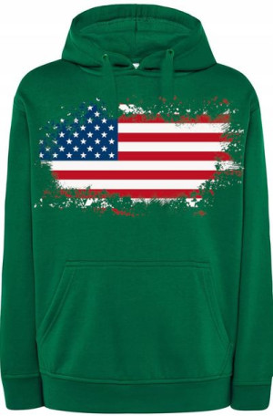 Flaga USA Bluza Męska Nadruk Kaptur r.M