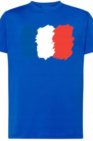 Francja Męski Modny T-Shirt Flaga Nadruk Rozm.4XL