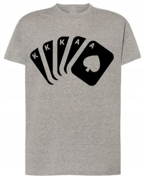 Full Poker Męski T-shirt Modny Karty Rozm.S