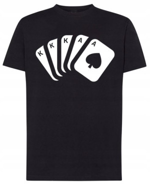 Full Poker Męski T-shirt Modny Karty Rozm.S
