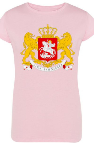 Georgia Gruzja T-Shirt Damski Herb Nadruk r.M