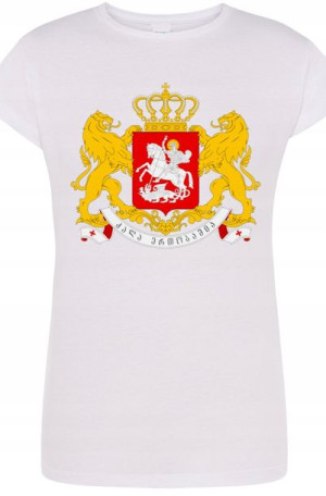Georgia Gruzja T-Shirt Damski Herb Nadruk r.XL