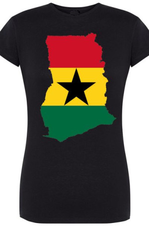 Ghana Damski Modny T-Shirt Nadruk Flaga Rozm.M