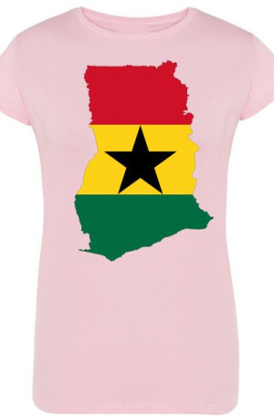 Ghana Damski Modny T-Shirt Nadruk Flaga Rozm.S