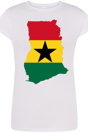 Ghana Damski Modny T-Shirt Nadruk Flaga Rozm.S