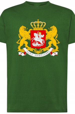Gruzja Georgia T-Shirt Męski Herb Nadruk r.M