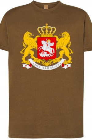 Gruzja Georgia T-Shirt Męski Herb Nadruk r.S