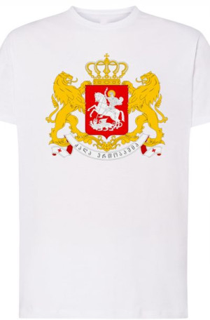 Gruzja Georgia T-Shirt Męski Herb Nadruk r.XS