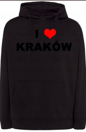 I Love Kraków Męska Bluza Kaptur Nadruk r.M