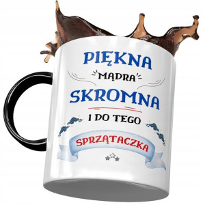 Kubek Czarny Dla Sprzątaczki Piękna Mądra Skromna