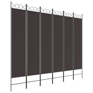 Parawan 6-panelowy, brązowy, 240x200 cm, tkanina
