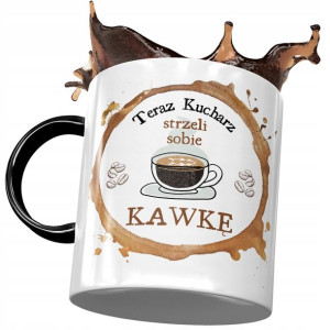 Kubek Czarny Kucharza Który Strzeli sobie Kawkę