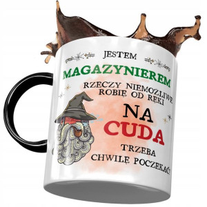 Kubek Czarny Magazyniera na Cuda Trzeba Poczekać