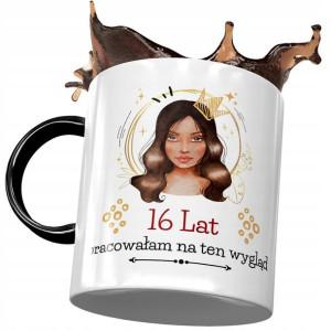Kubek Czarny na Urodziny 16 16ste 16-ste Prezent